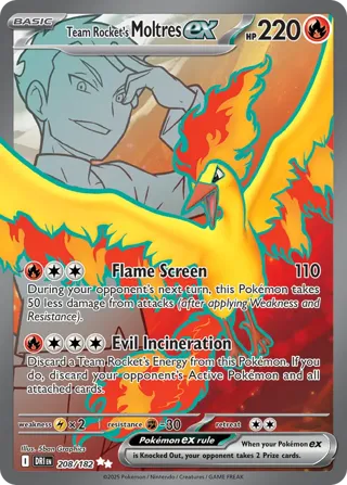 Team Rocket's Moltres ex - 208/182 (Destined Rivals Stamp)