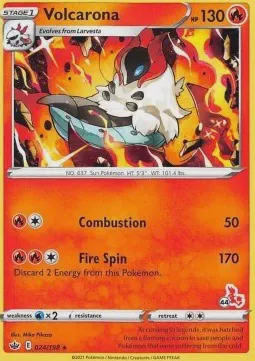 Volcarona (#44 Cinderace Stamped)