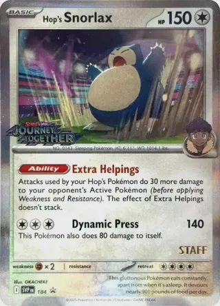 Hop's Snorlax - 184 (Prerelease) [Staff]