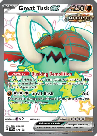 Great Tusk ex - 072 (Paldean Fates Stamped)