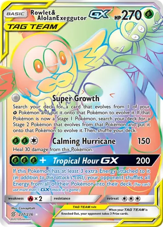 Rowlet & Alolan Exeggutor GX (Secret)