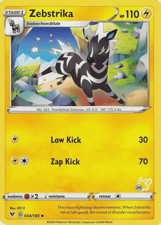 Zebstrika - 054/185 (#25 Pikachu Stamped)