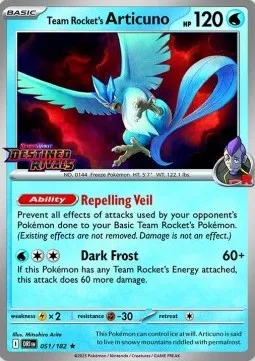 Team Rocket's Articuno (Cosmos Holo) (Destined Rivals Stamp)