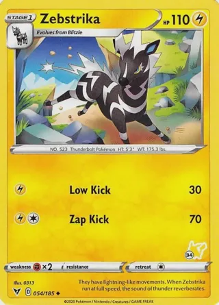 Zebstrika - 054/185 (#34 Pikachu Stamped)