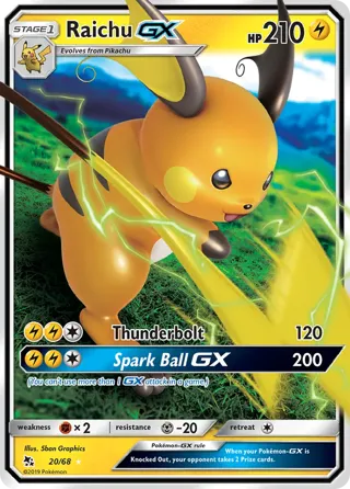 Raichu GX - 20/68 (#60 Pikachu Stamped)