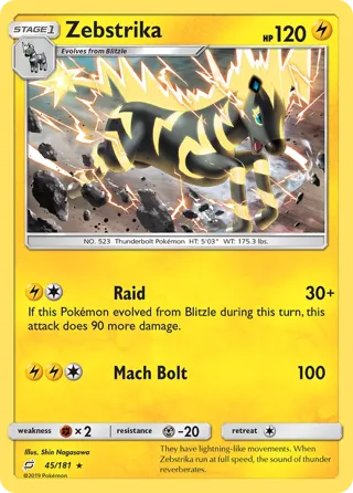Zebstrika - 45/181 (#23 Pikachu Stamped)