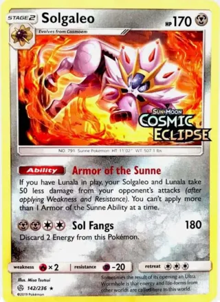 Solgaleo - 142/236 (Cosmic Eclipse Stamped)