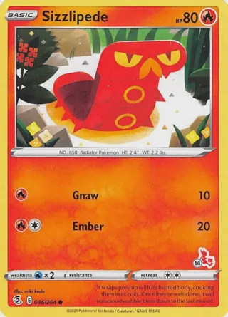 Sizzlipede - 046/264 (#14 Cinderace Stamped)