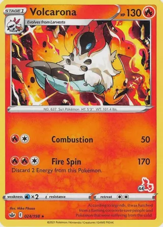 Volcarona - 024/198 (#44 Cinderace Stamped)