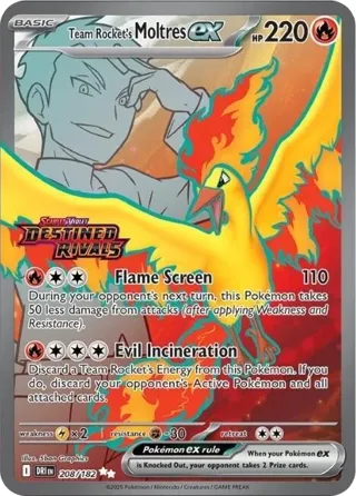 Team Rocket's Moltres ex - 208/182 (Destined Rivals Stamp)
