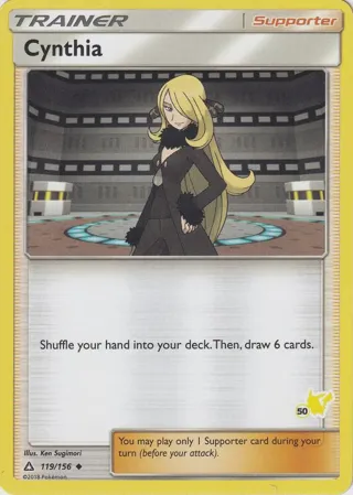 Cynthia - 119/156 (#50 Pikachu Stamped)