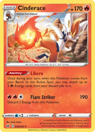 Cinderace - 034/202 (Non-Holo)