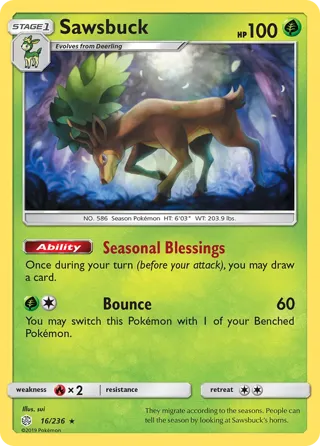 Sawsbuck - 16/236 (Prerelease Kit Exclusive)