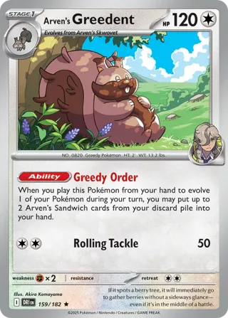Arven's Greedent - 159/182 (Cosmo Holo)