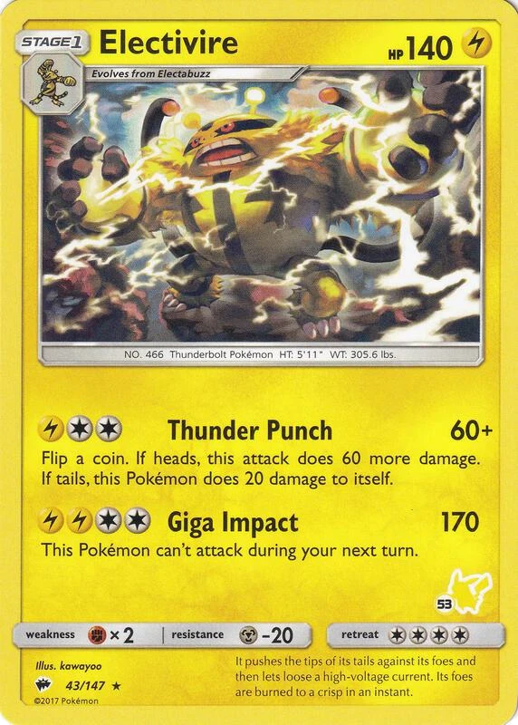 Electivire - 43/147 (#53 Pikachu Stamped)