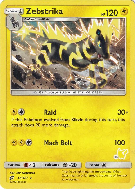 Zebstrika - 45/181 (#16 Pikachu Stamped)