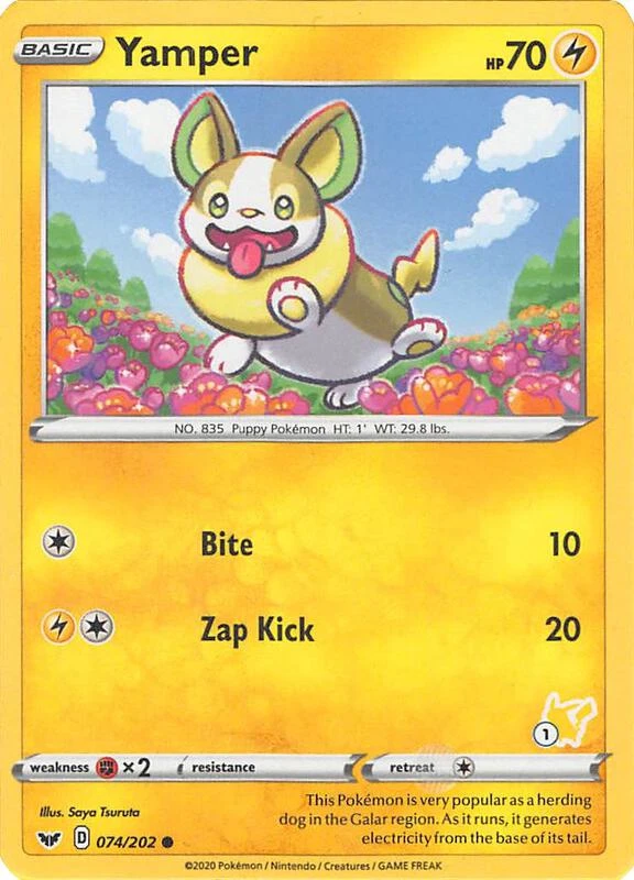 Yamper - 074/202 (#1 Pikachu Stamped)