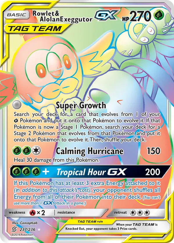 Rowlet & Alolan Exeggutor GX (Secret)