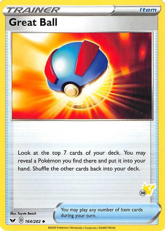 Great Ball - 164/202 (#38 Pikachu Stamped)
