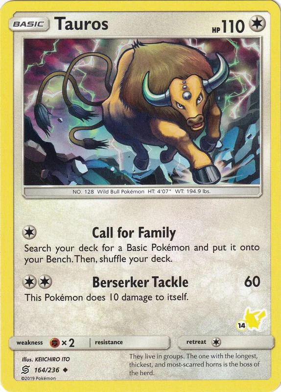 Tauros - 164/236 (#14 Pikachu Stamped)