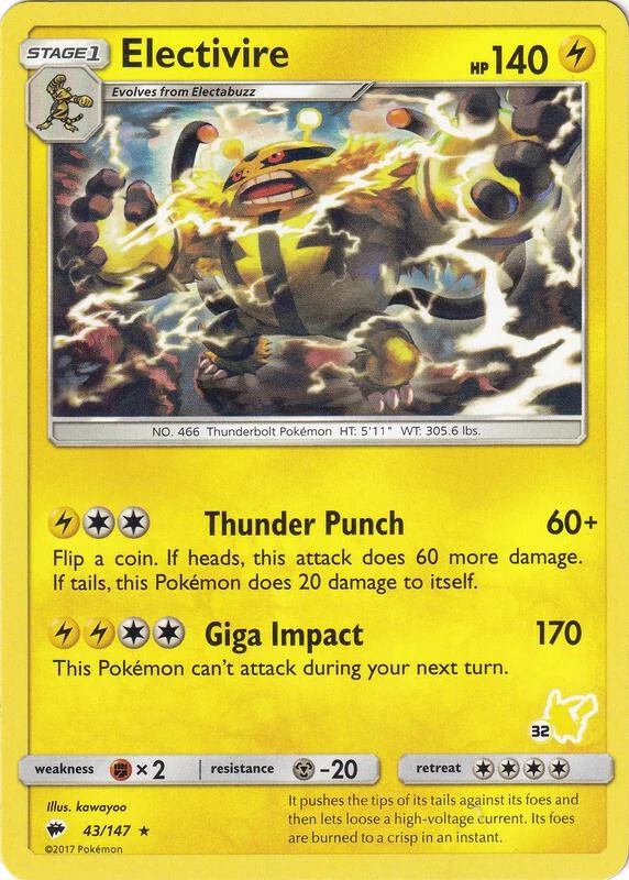Electivire- 43/147 (#32 Pikachu Stamped)