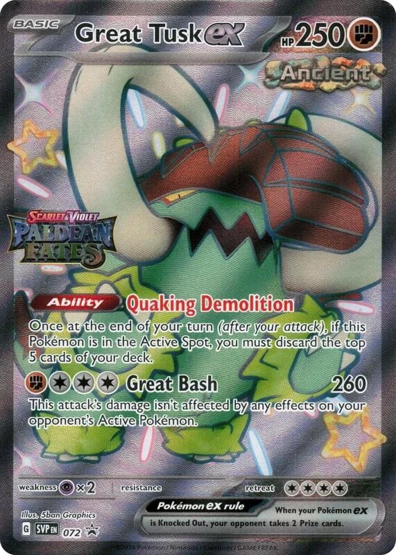 Great Tusk ex - 072 (Paldean Fates Stamped)