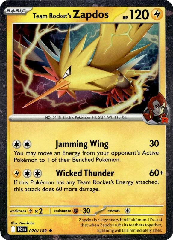 Team Rocket's Zapdos - 070/182 (Cosmos Holo)