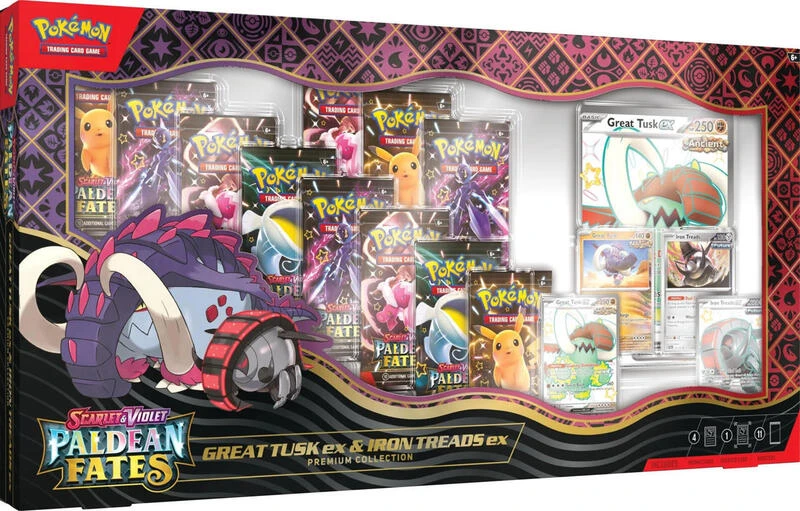 Paldean Fates Great Tusk ex & Iron Treads ex Premium Collection